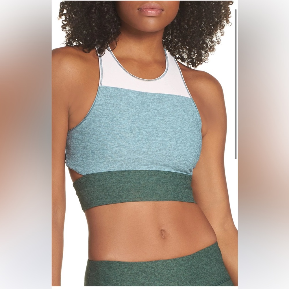 Outdoor Voices Slashback Crop Top Tri Tone Bra Blue Green Pink SOLD OUT